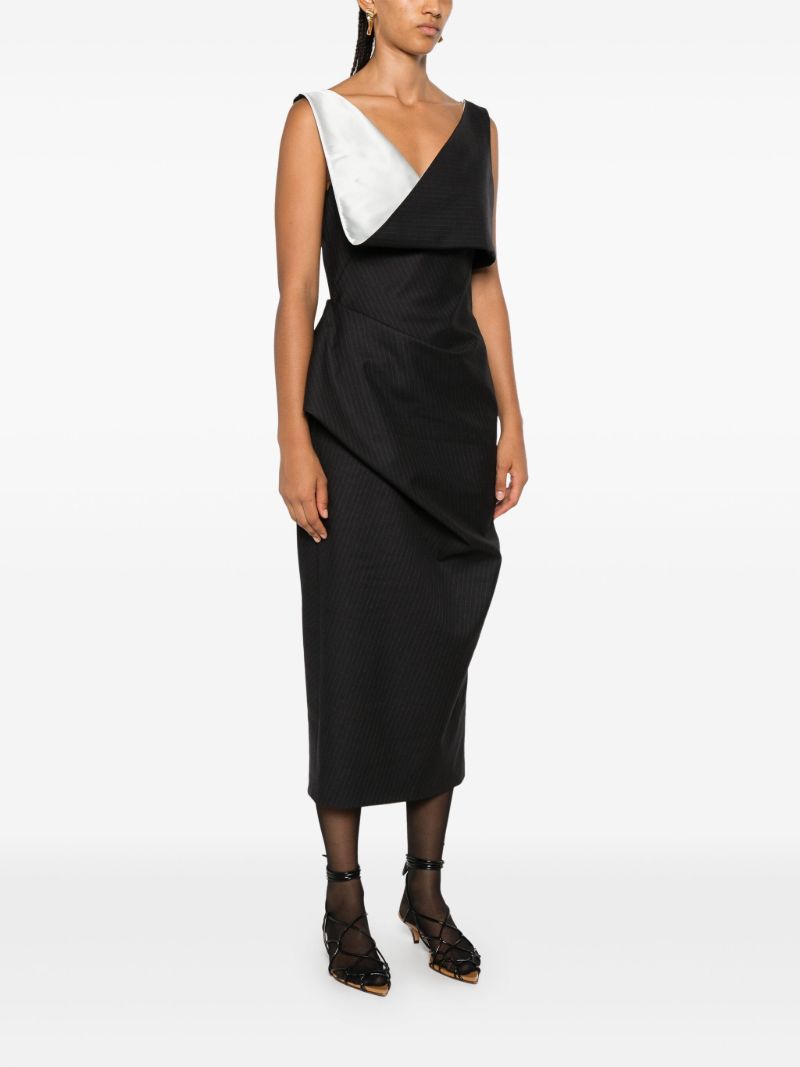 Pinstripe Asymmetric Pencil Dress
