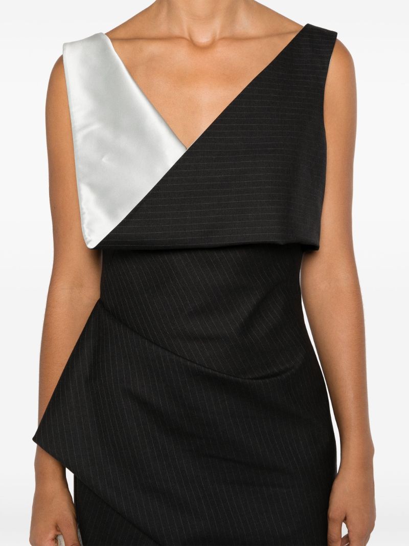 Pinstripe Asymmetric Pencil Dress