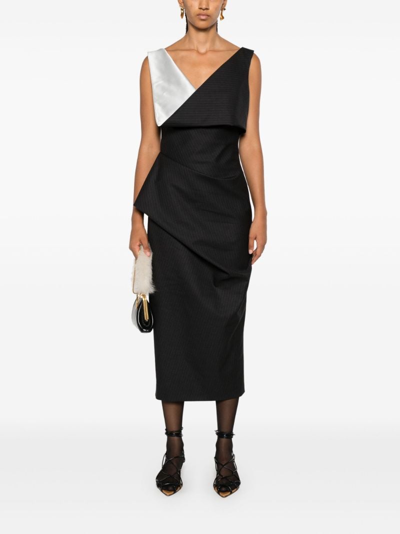 Pinstripe Asymmetric Pencil Dress