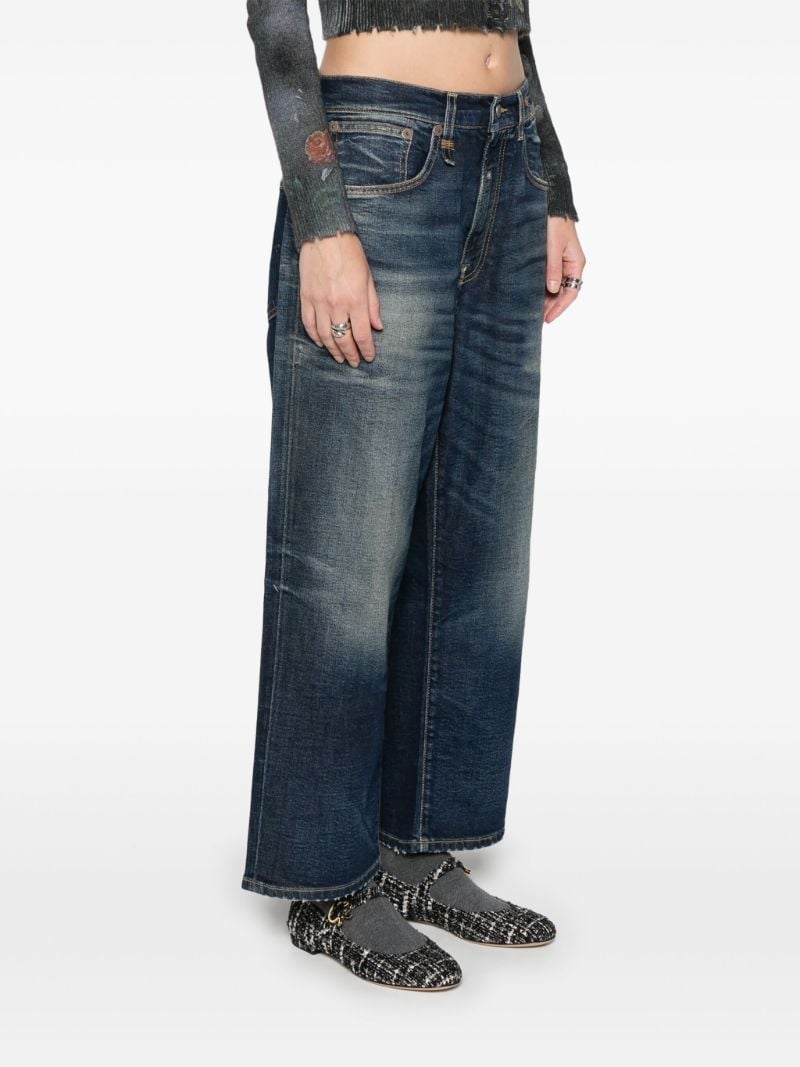 Blue Stonewashed Wide-leg Jeans