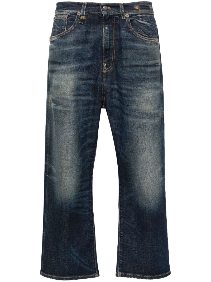 Blue Stonewashed Wide-leg Jeans