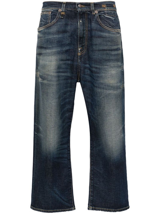 Blue Stonewashed Wide-leg Jeans