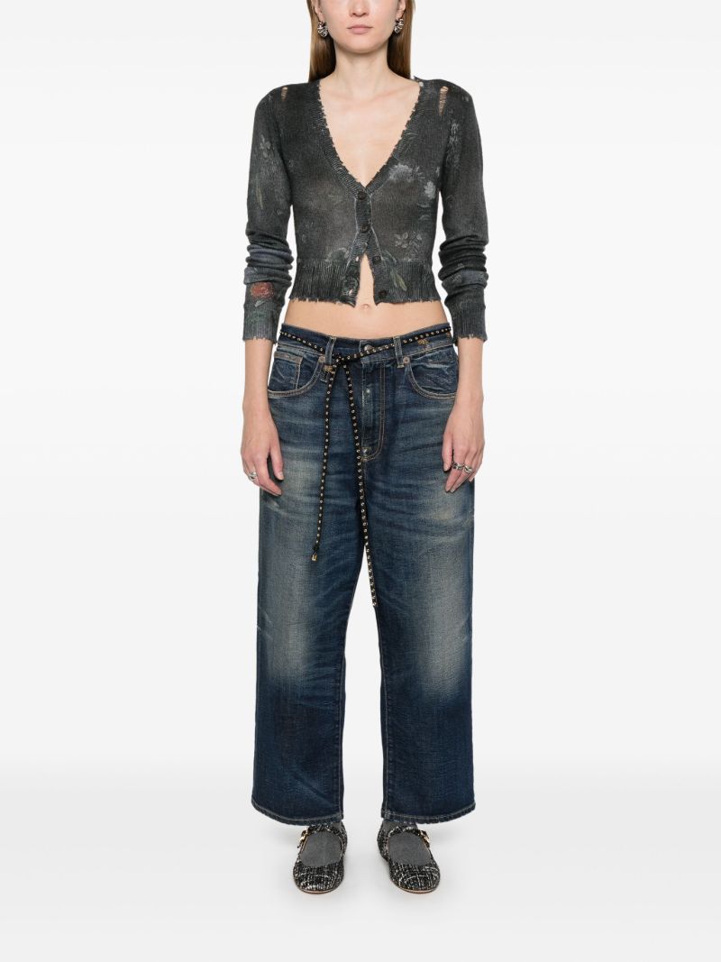 Blue Stonewashed Wide-leg Jeans