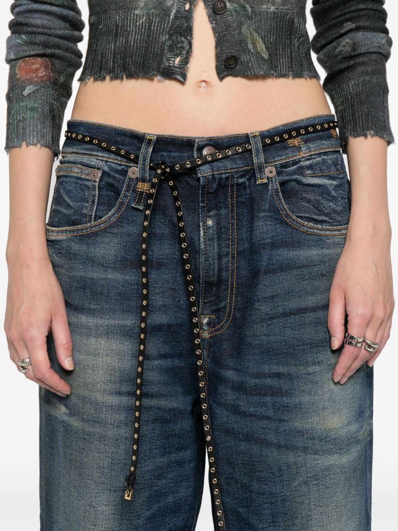 Blue Stonewashed Wide-leg Jeans