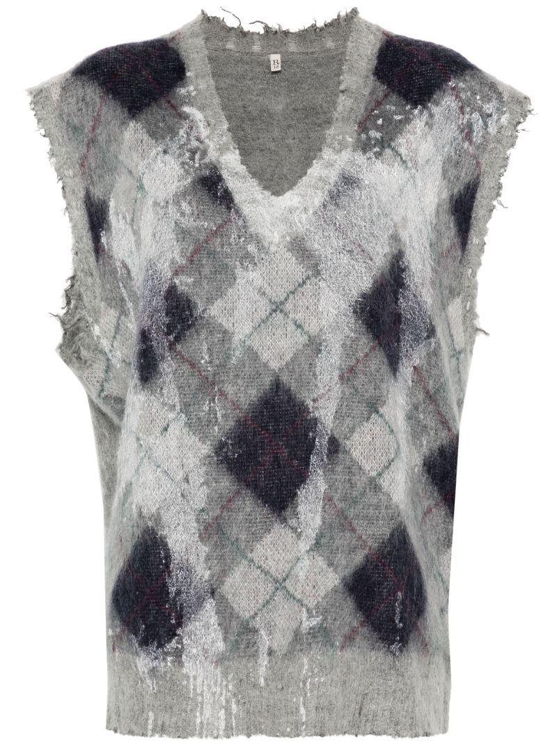 Grey Distressed-effect Vest