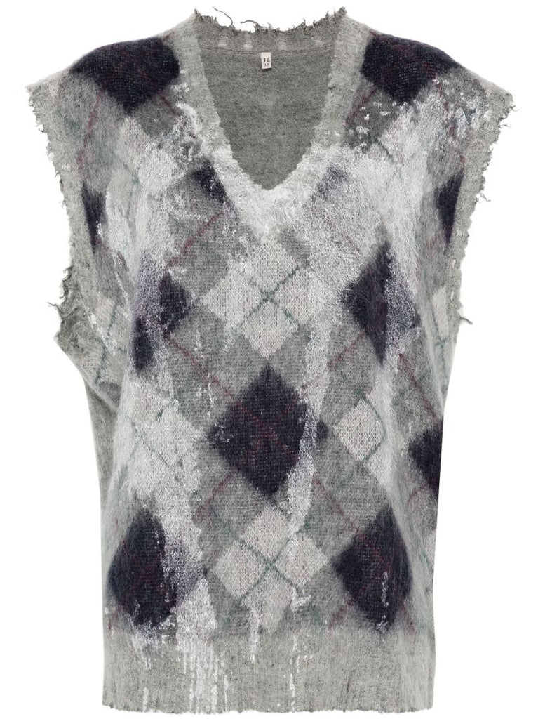 Grey Distressed-effect Vest