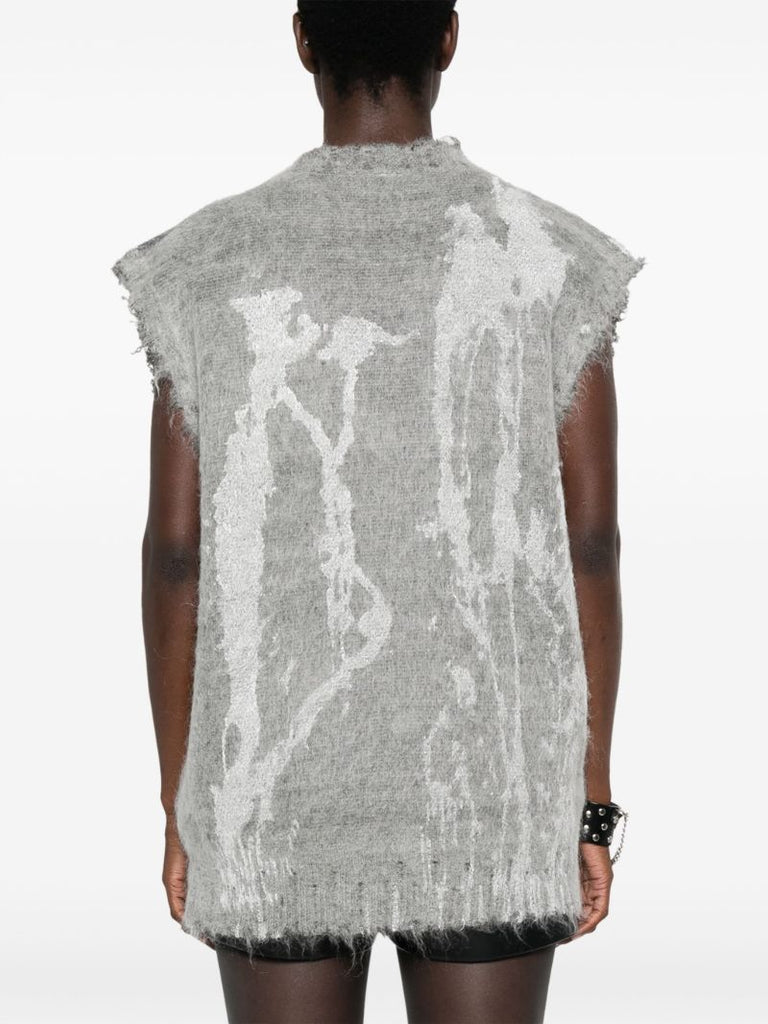 Grey Distressed-effect Vest