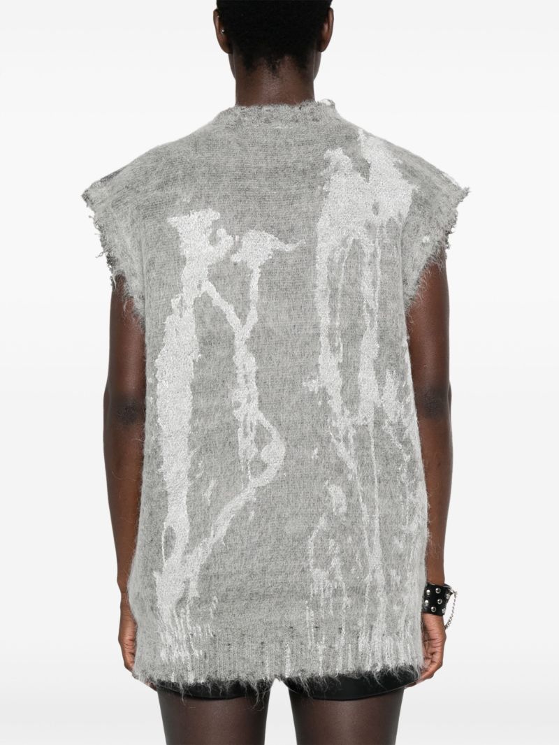 Grey Distressed-effect Vest
