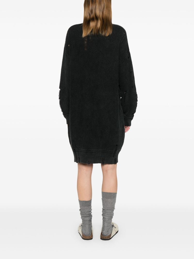 Black Distressed Knitted Cotton Dress