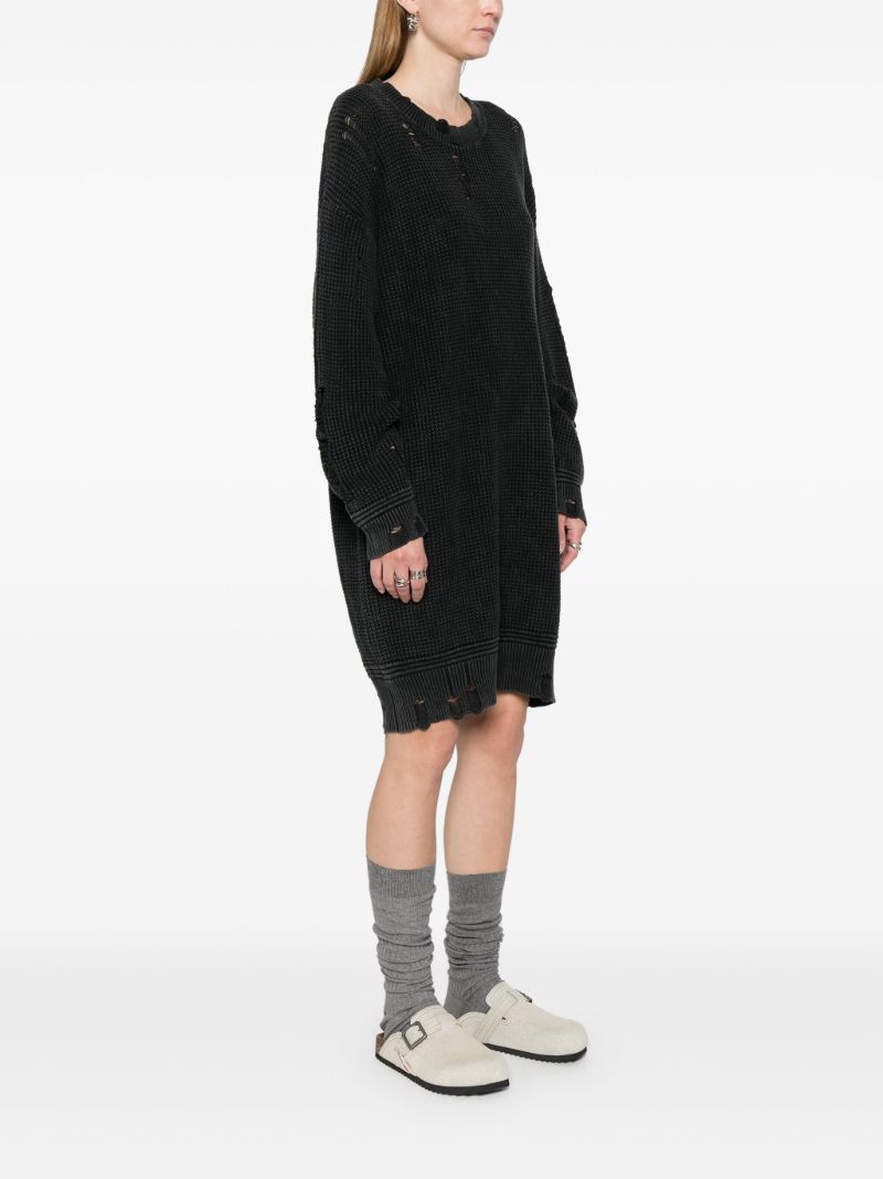 Black Distressed Knitted Cotton Dress