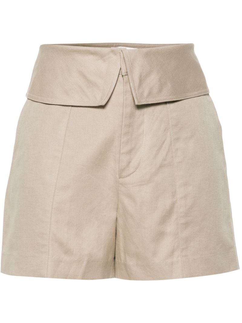 Beige Foldover Waistband Minishorts