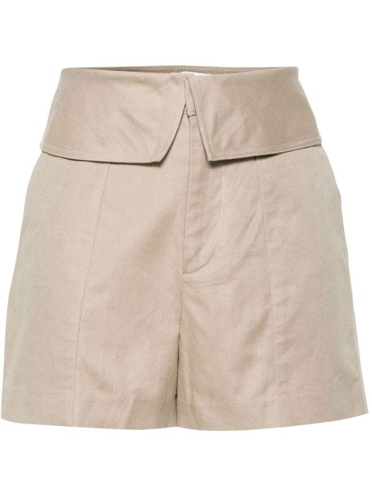 Beige Foldover Waistband Minishorts