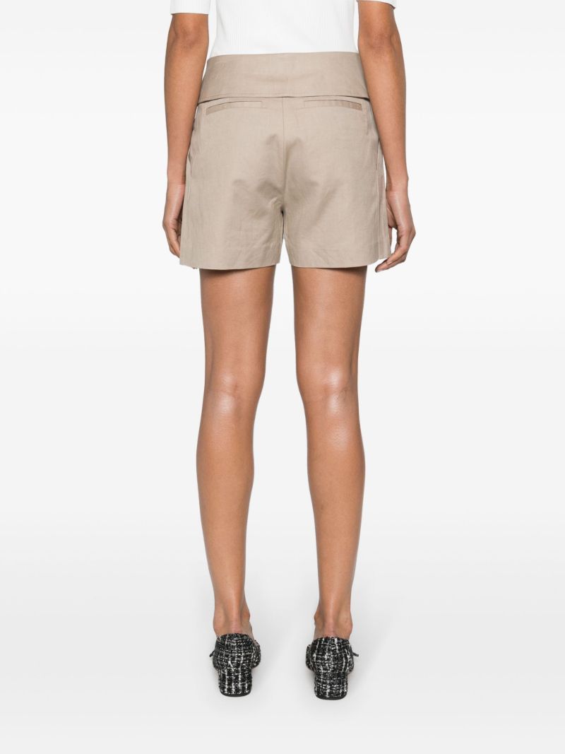 Beige Foldover Waistband Minishorts