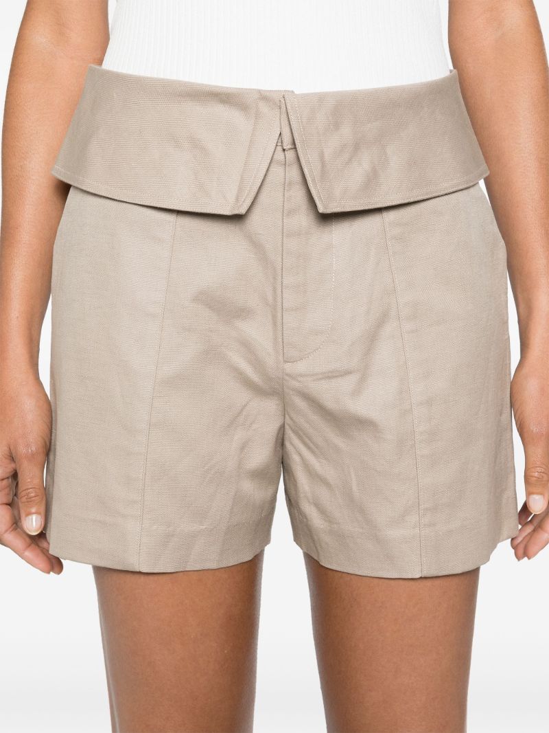 Beige Foldover Waistband Minishorts