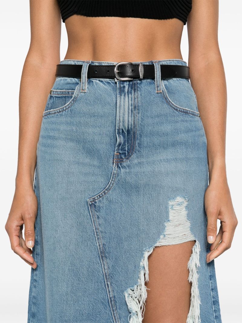 Blue Distressed Asymmetric Denim Skirt