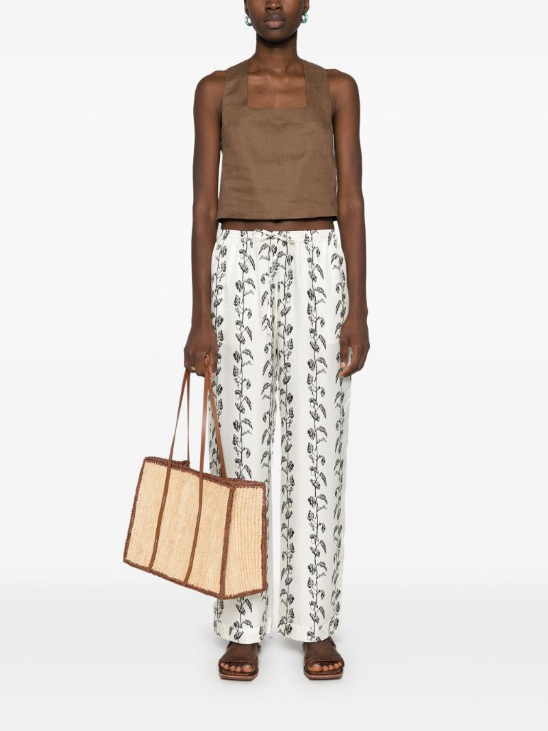 Brown Criss-cross Linen Tank Top