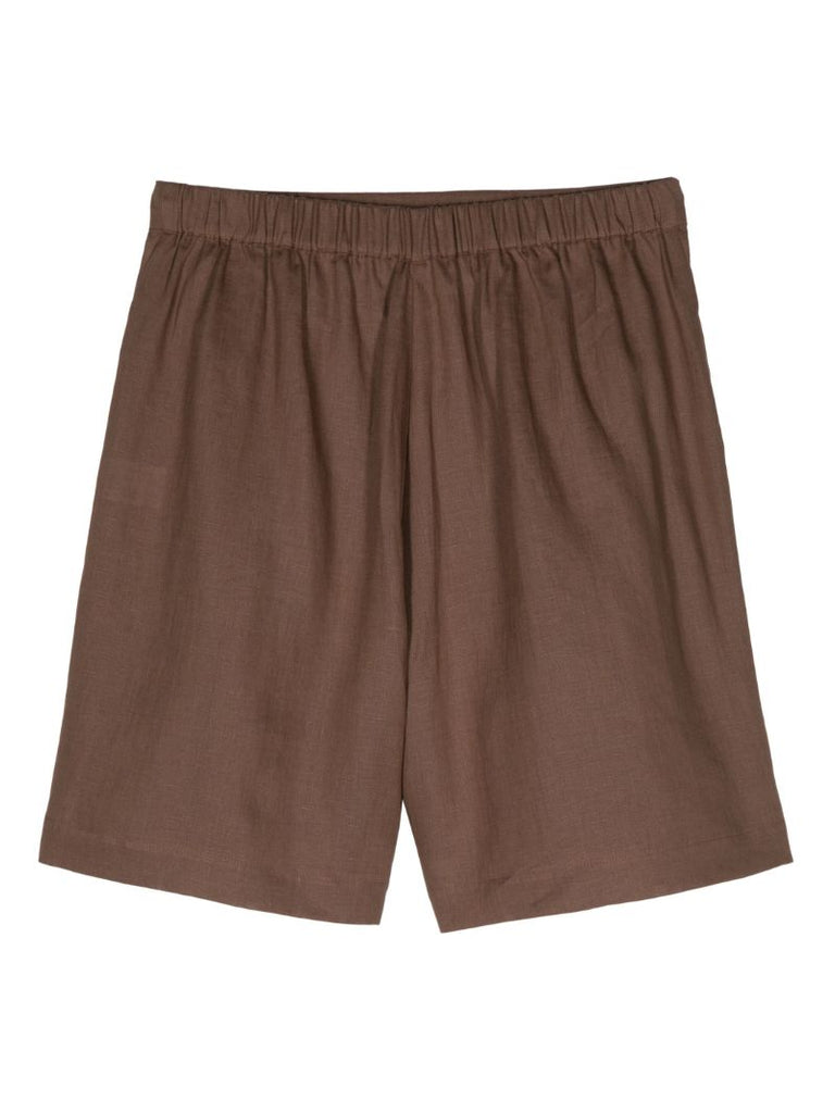 Brown Tailored Linen Shorts