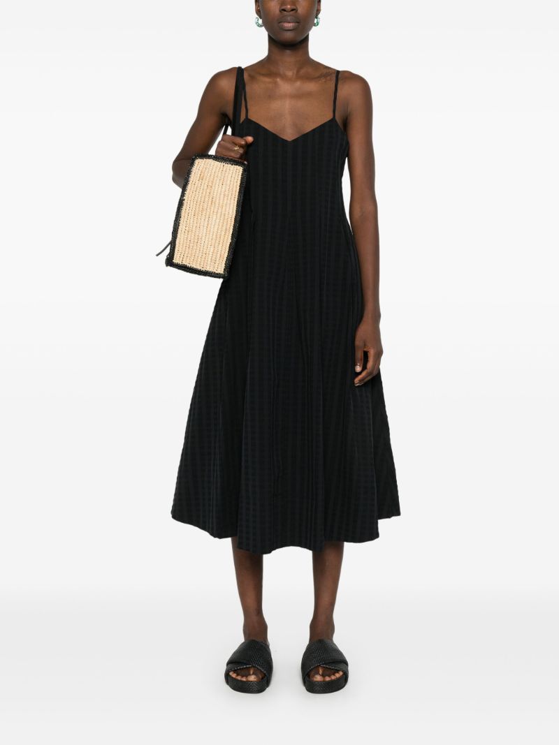 Black Ribbed Sleeveless Midi Dress