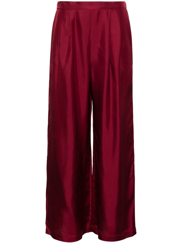 Red Isola Straight-leg Silk Trousers