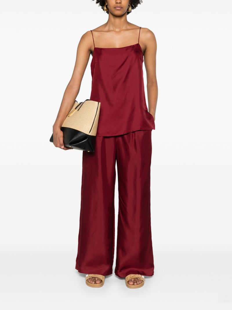 Red Isola Straight-leg Silk Trousers