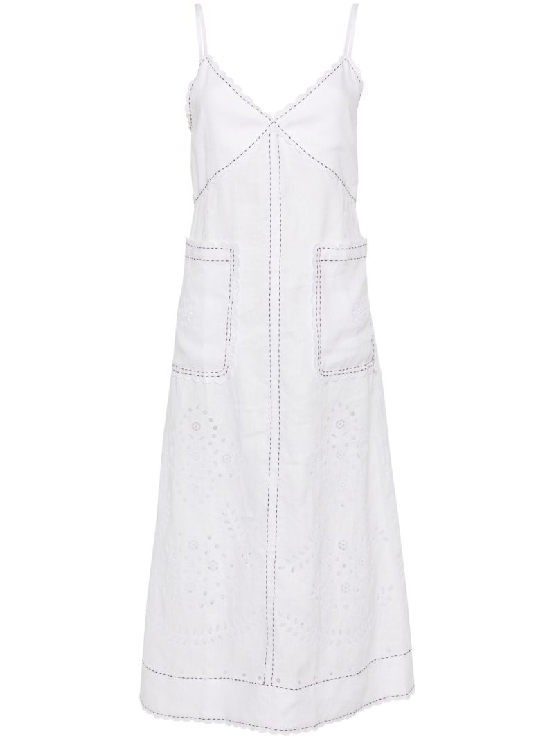 White Luna Embroidered Linen Dress