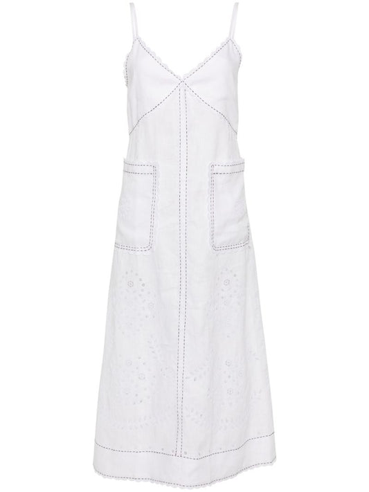 White Luna Embroidered Linen Dress