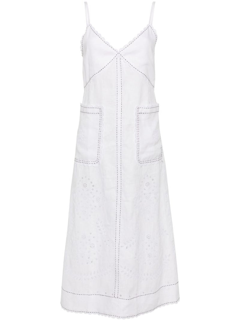 White Luna Embroidered Linen Dress