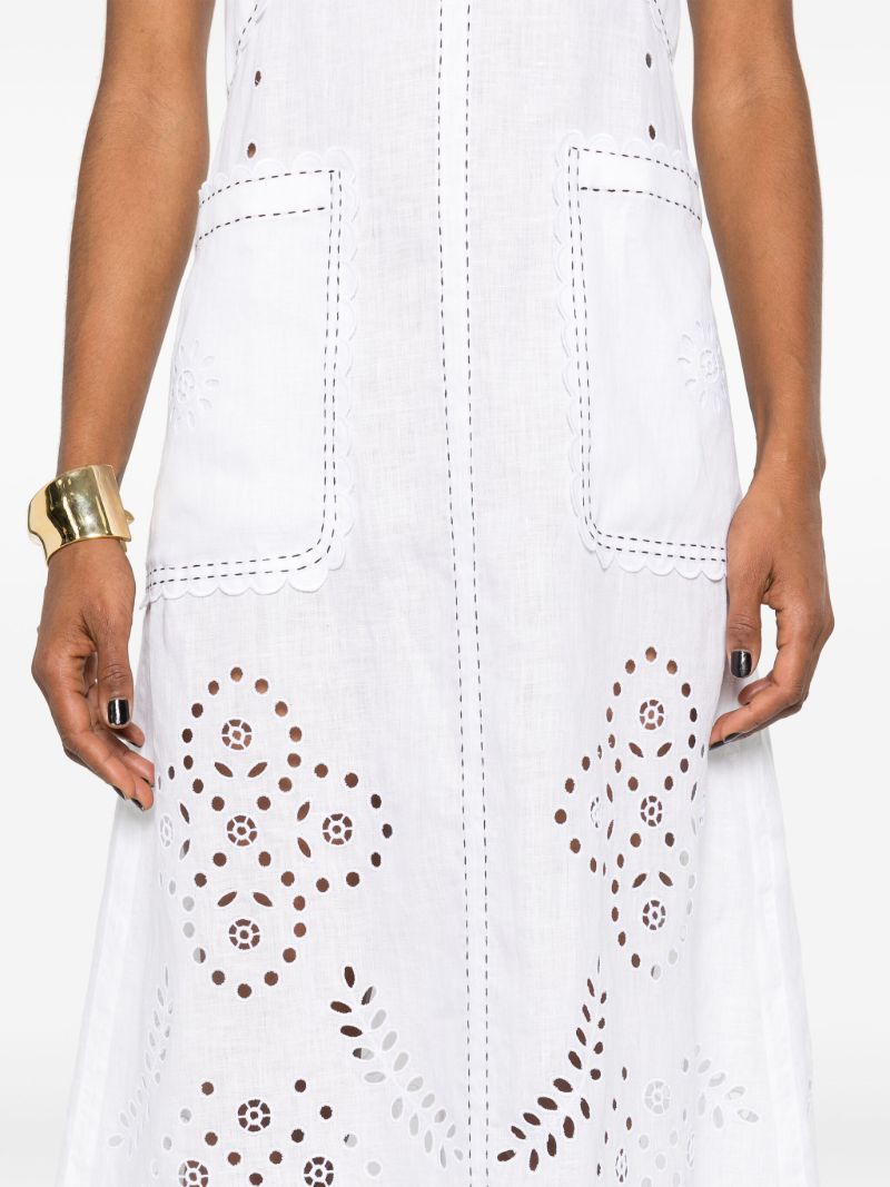 White Luna Embroidered Linen Dress