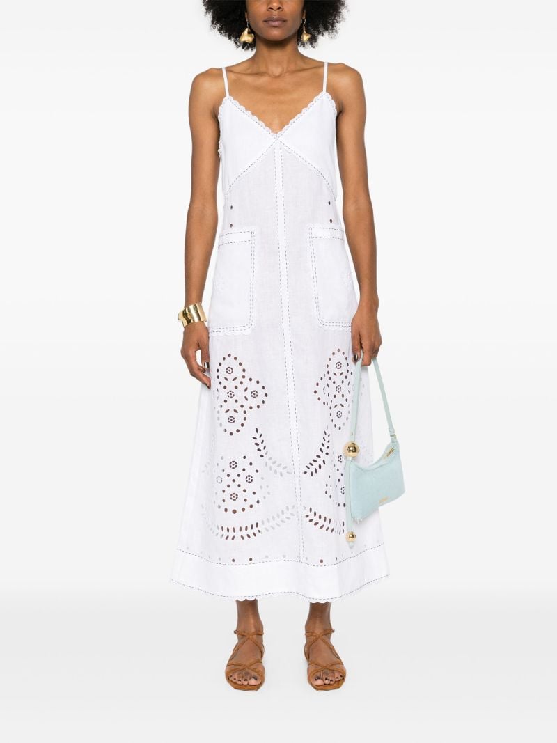 White Luna Embroidered Linen Dress