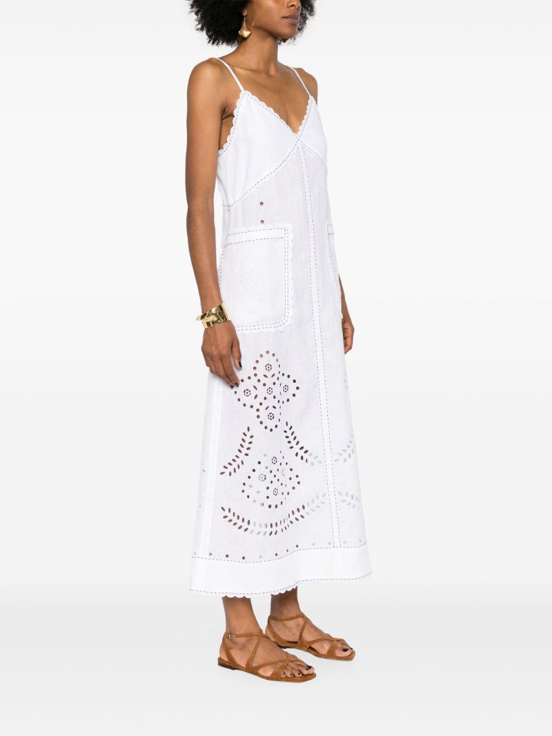 White Luna Embroidered Linen Dress