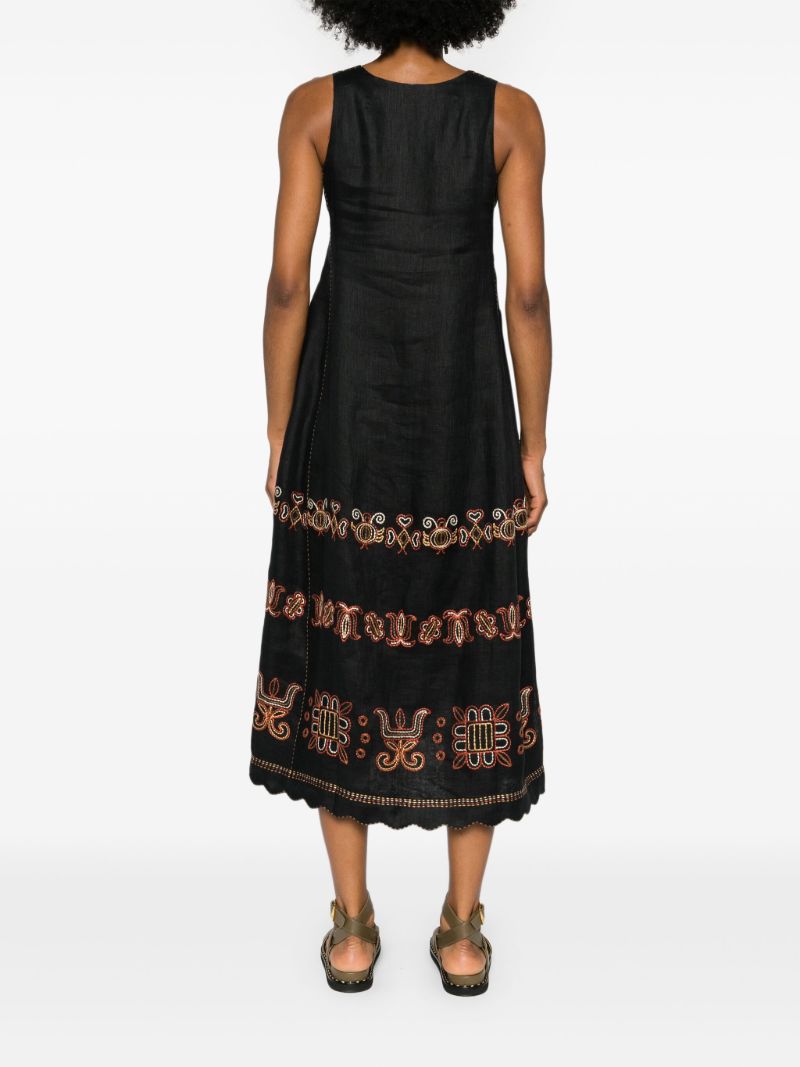 Black Ramya Linen Midi Dress