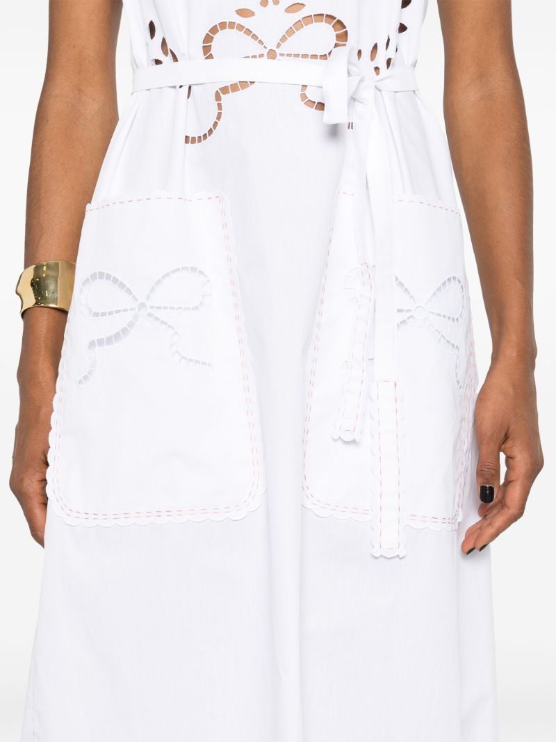 White Cut-embroidered Cotton Dress