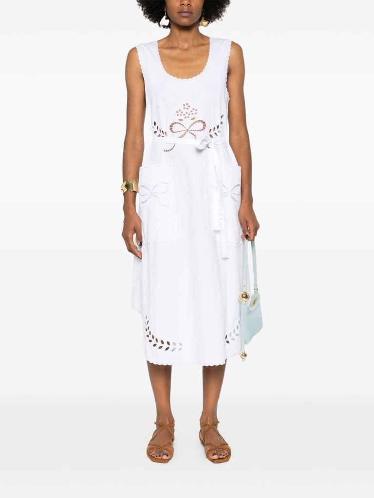 White Cut-embroidered Cotton Dress