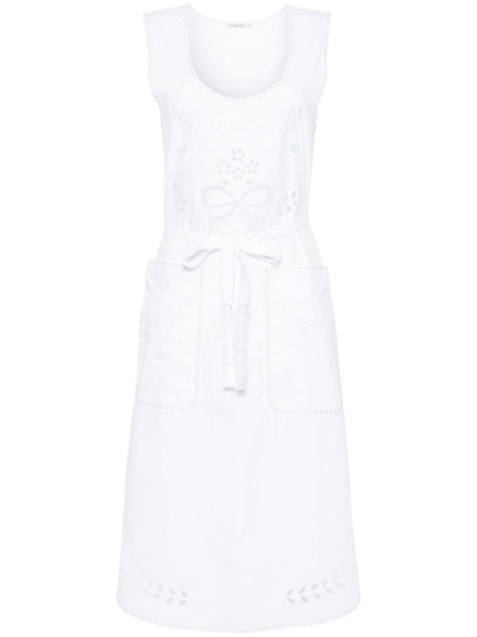 White Cut-embroidered Cotton Dress