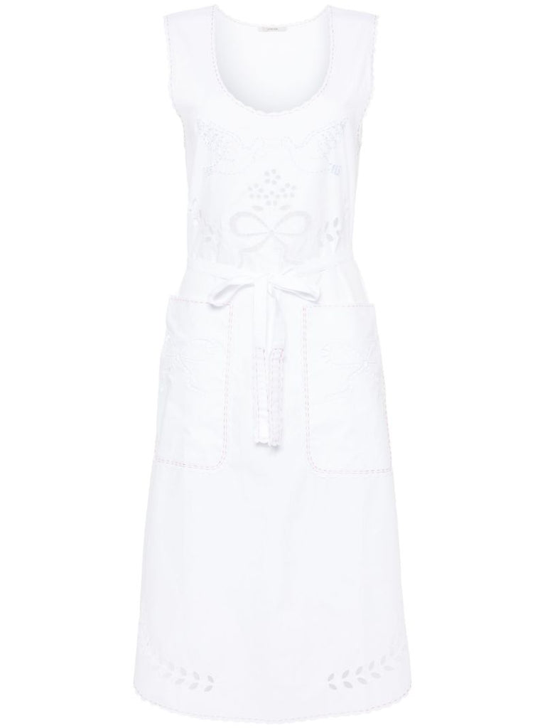 White Cut-embroidered Cotton Dress