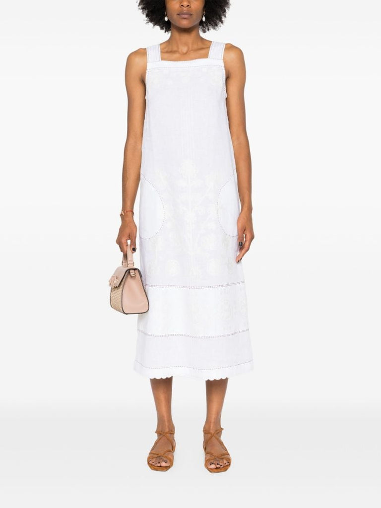 White Paloma Embroidered Linen Dress
