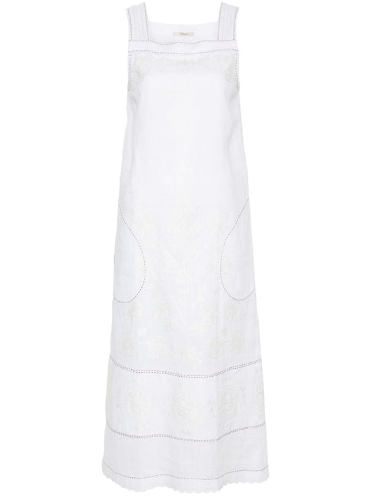 White Paloma Embroidered Linen Dress