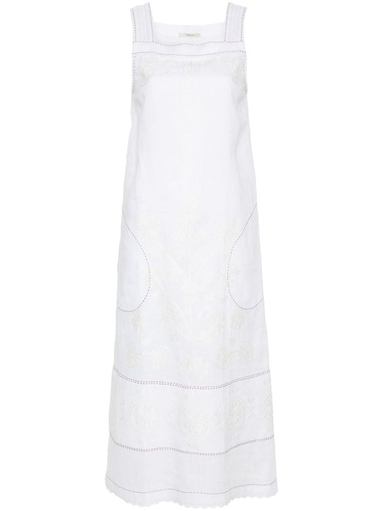 White Paloma Embroidered Linen Dress