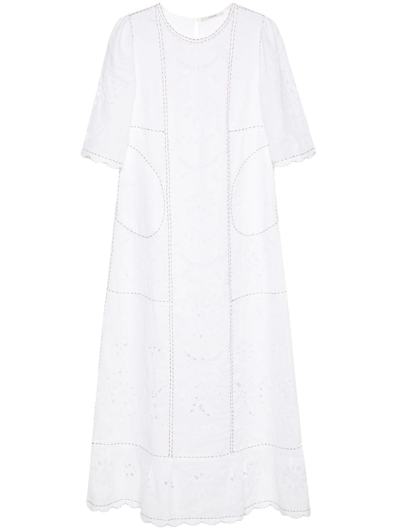 White Mia Embroidered Linen Dress