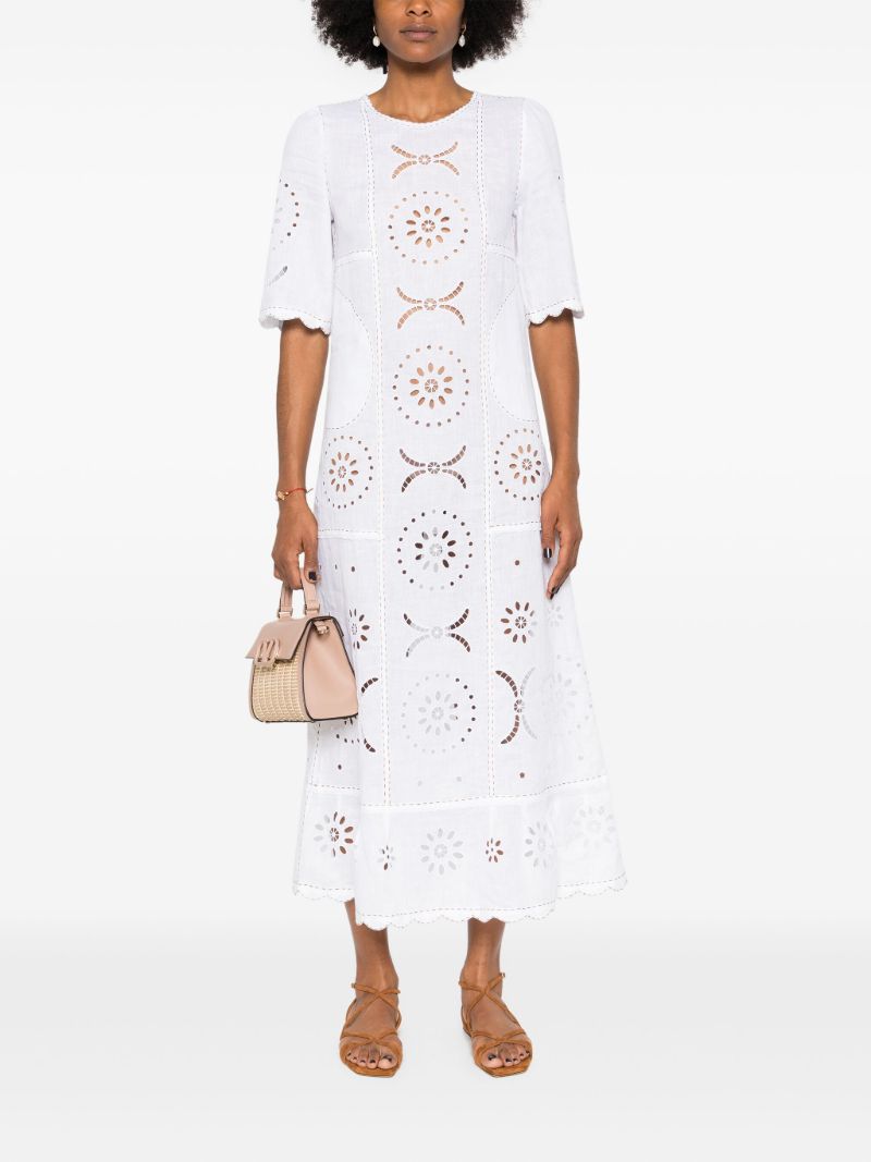White Mia Embroidered Linen Dress