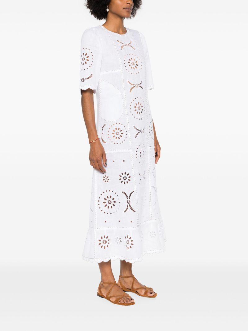 White Mia Embroidered Linen Dress