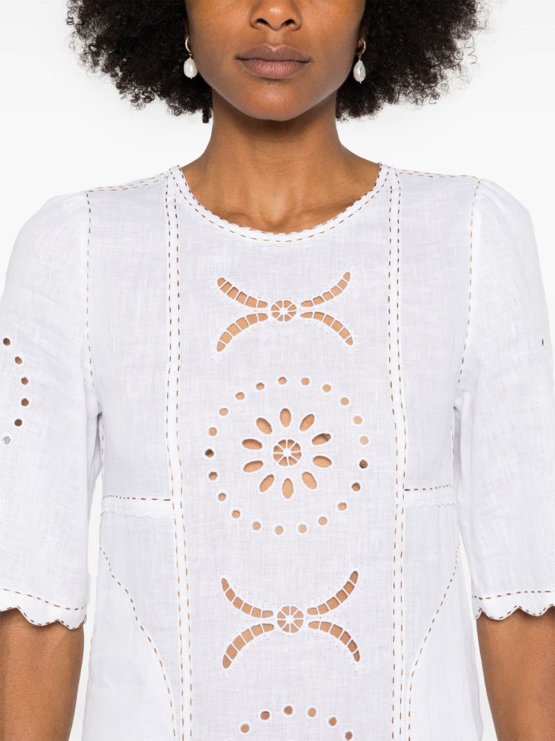 White Mia Embroidered Linen Dress