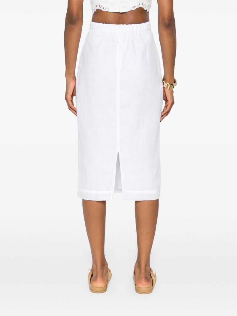 White Cut-embroidered Linen Skirt