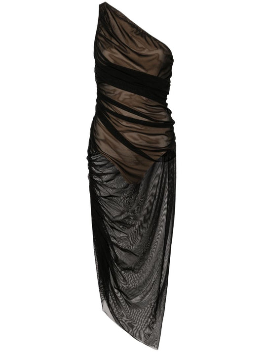 Black Diana One-shoulder Midi Dress