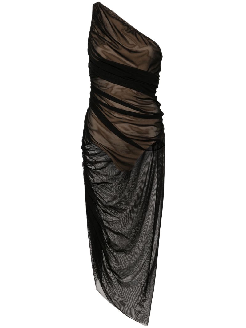 Black Diana One-shoulder Midi Dress