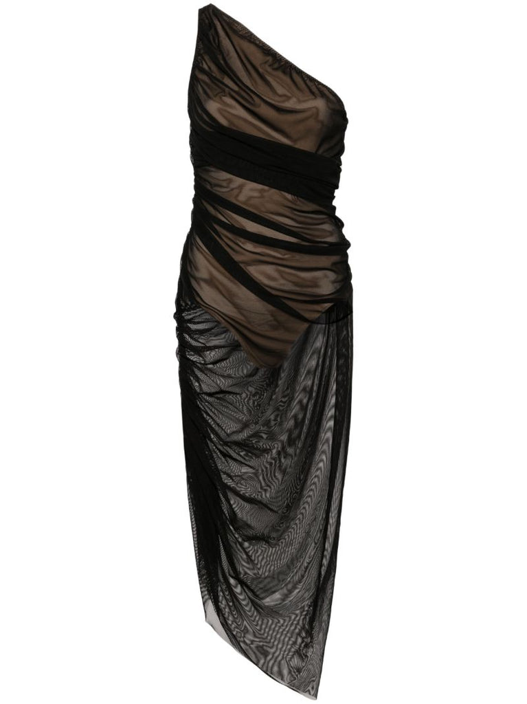 Black Diana One-shoulder Midi Dress