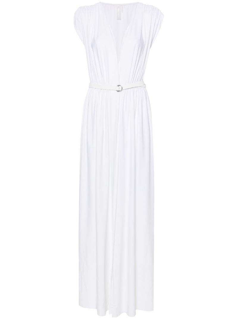White Belted Column Maxi Dress