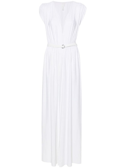 White Belted Column Maxi Dress