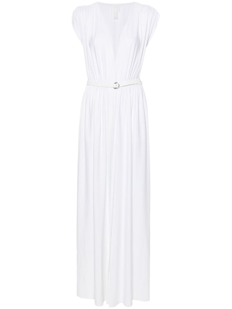White Belted Column Maxi Dress
