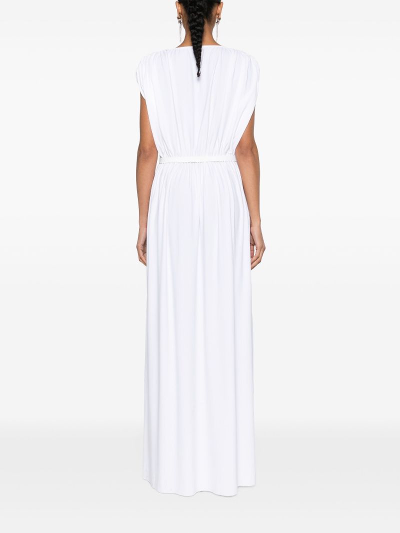 White Belted Column Maxi Dress
